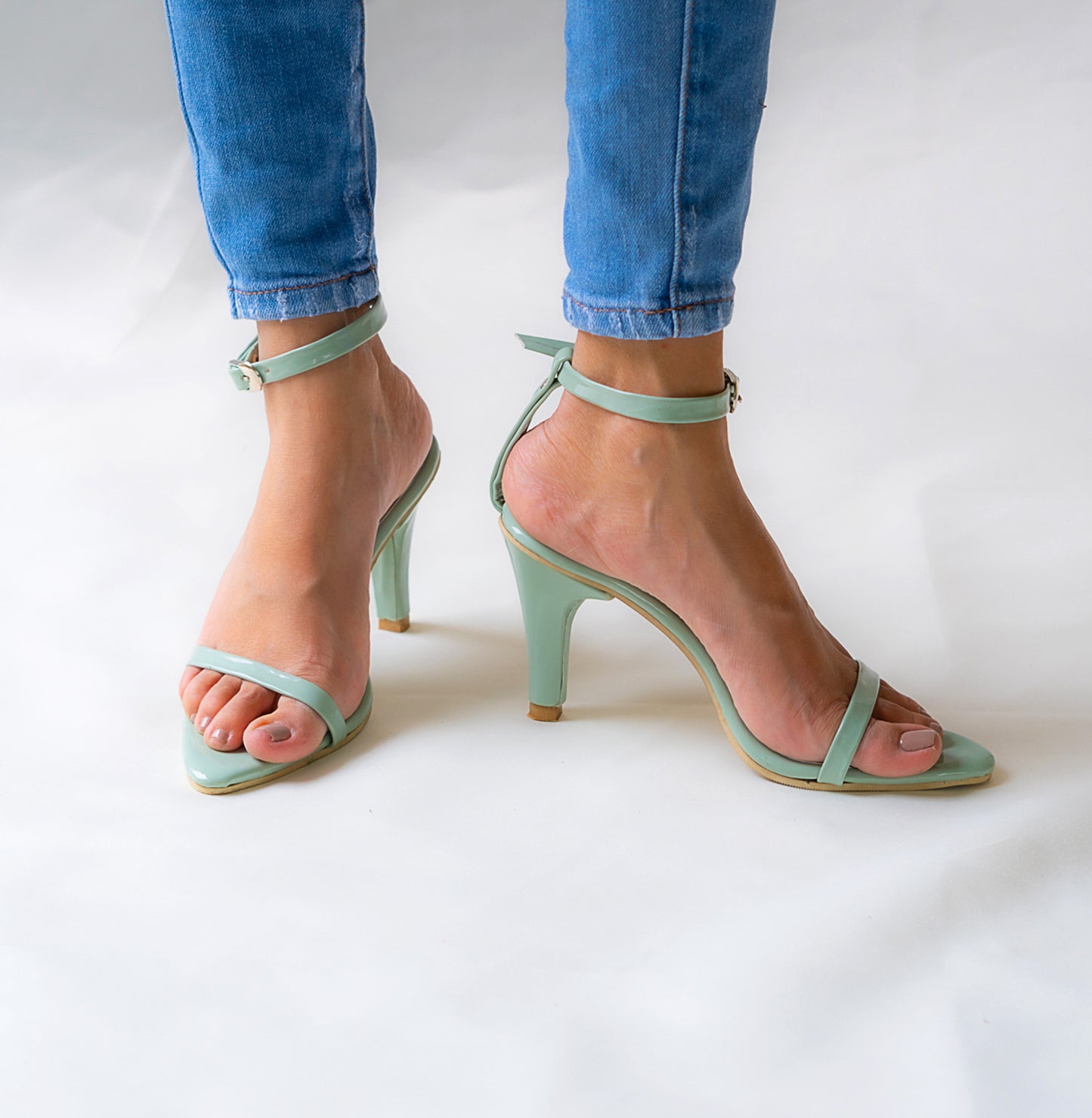 Charming mint green heel with a stylish 3-inch lift