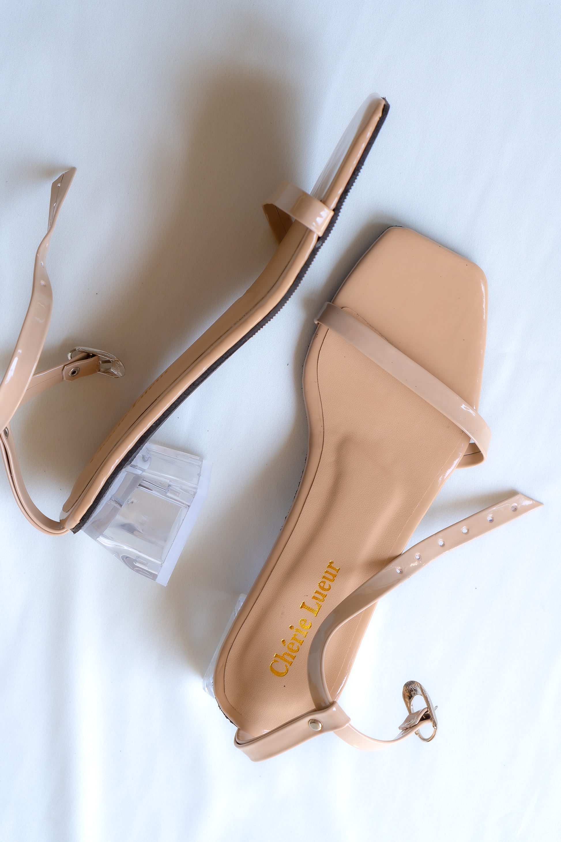 Nude Simple Strap with 2 Inch Transparent Heel