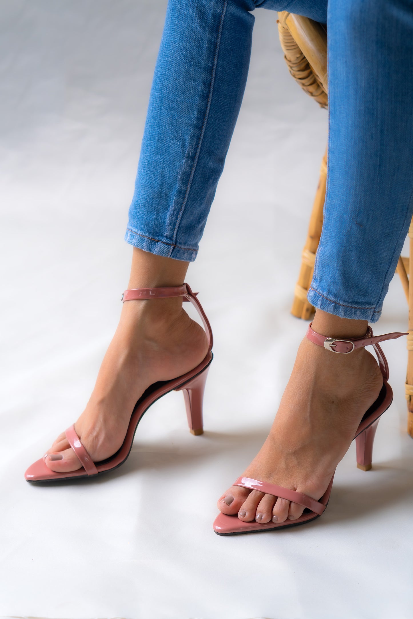 Beautiful rose pink heel elevated with a 3-inch heel