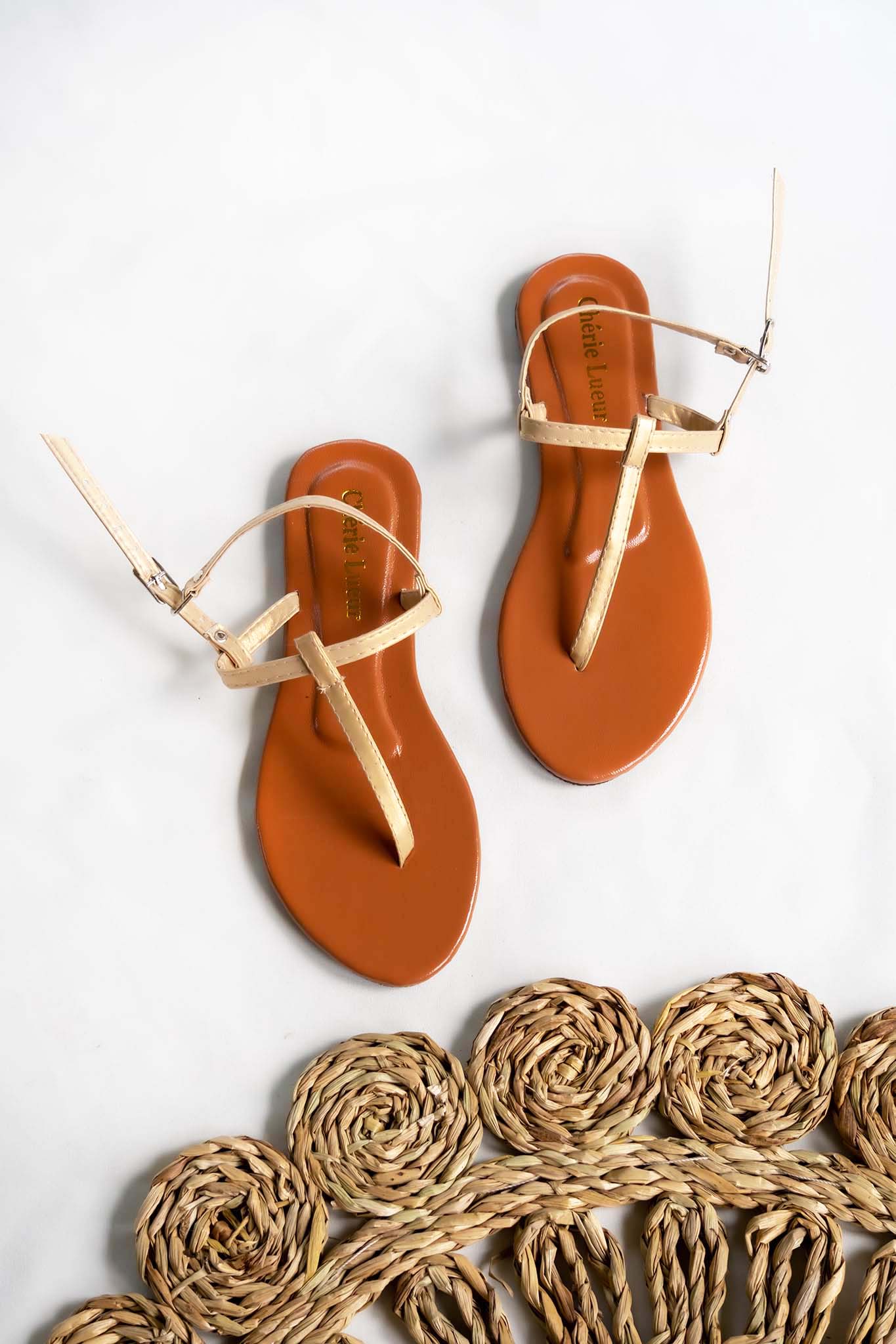 Dull Gold Ariana Flat Sandal - CLS089